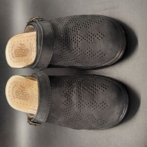 FlyFlot Anatomic Women's Black Comfort Leather Mules Clogs Shoes Size 6